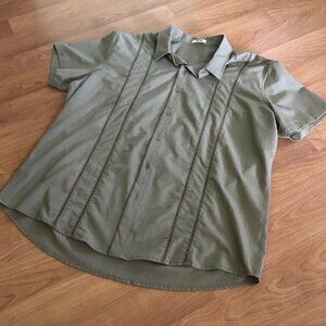 COOFANDY Men's Guayabera Style Shirt – 2XL – Olive Green